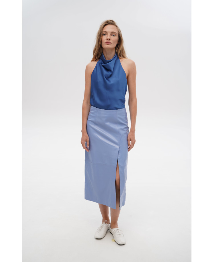 Leather midi skirt