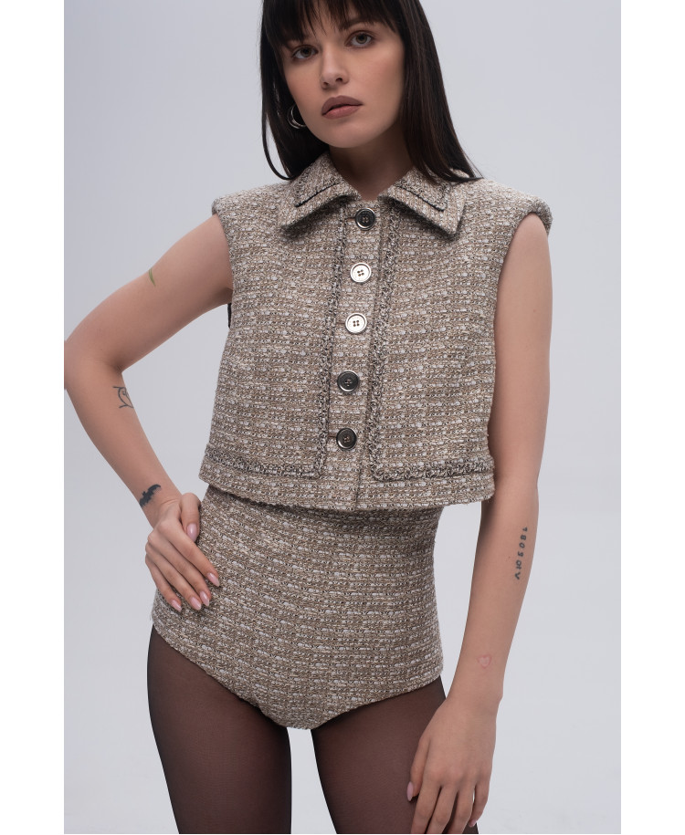 Tweed vest with buttons Tweed vest with buttons